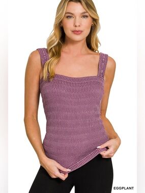 Zenana Seamless Winkle Stone Washed Tank Top🆕